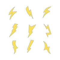Yellow thunder icon collection. flat style element. isolated illustration vector