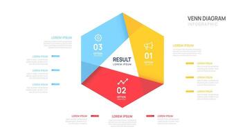 Infographic geometric Venn diagram chart template for business illustration. vector
