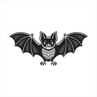 Elegant Silhouette of a Bat with Outspread Wings in Flight vector