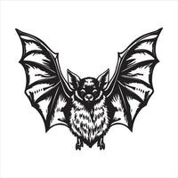 Bat Silhouette with Extended Wings in Flight vector