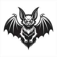 Creepy Bat Silhouette with Spread Wings for Spooky Themes vector