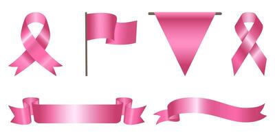 Set of pink ribbon banners isolated on white, Pink Bow With Ribbons Set, Pink ribbons. Ribbon banner set. Empty price tags, pink sale, ribbon, loop. Good for valentine's day and mother's day. vector