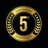 5th Anniversary Gold color template design vector