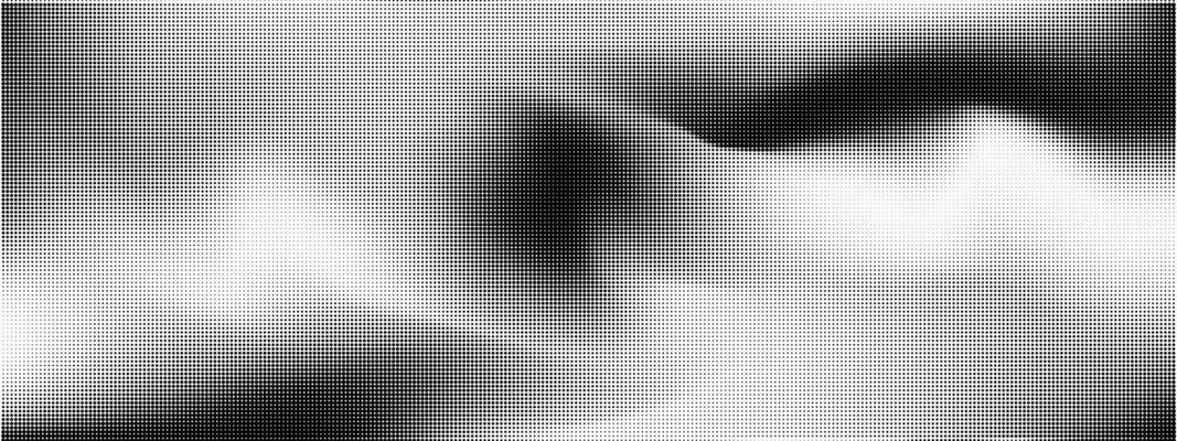 Retro poster with a dot gradient background, grunge texture, and comic noise effect. Pixelated grain, vintage bitmap pattern, and halftone design.