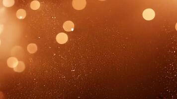 Abstract brown background with bokeh lights and white particles. video