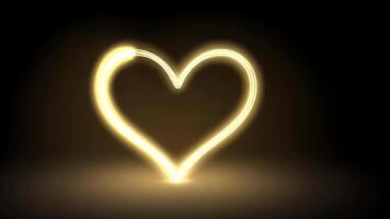 Abstract glowing heart shape in warm color on dark background. video