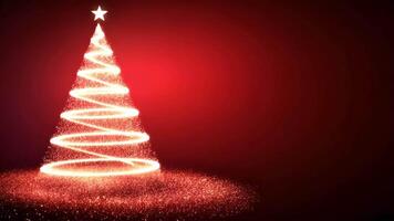Abstract Christmas tree design with star on top and red background. video