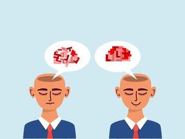 human head brain different thinking Rational and irrational thinking in the form of colourful arranged and rearranged shapes concept vector