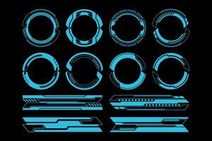 Futuristic Tech Circle Frames and HUD Elements. High Tech Holographic Interface vector