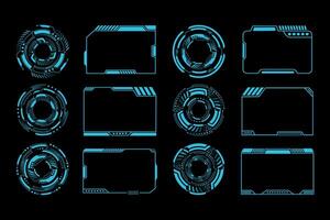 Futuristic Cyberpunk Blue Circle and Frames Hud Elements Interface vector