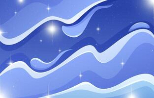 A blue background with waves and stars vector