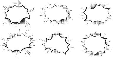 Comic speech bubbles background with halftone dots. Comic effect shapes. Empty speech bubbles for dialog, communication and conversation pop art styles vector