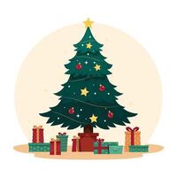 Decorative Christmas tree with gift boxes vector