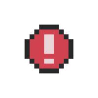 red warning sign symbol pixel art vector
