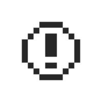 warning sign round outline symbol pixel art vector