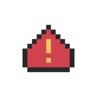 red triangle warning sign symbol pixel art vector
