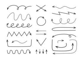 Hand drawn Arrow set with editable stroke. Doodle icons pack. Pointer design for business plan and education. Isolated lines for notebook vector