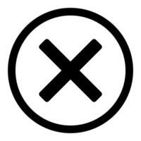 close button - x in circle, black and white cross icon symbol, illustration isolated on a white background vector
