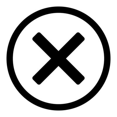 close button - x in circle, black and white cross icon symbol, illustration isolated on a white background