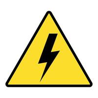 High voltage sign, lightning in yellow and black triangle symbol, isolated on white background vector