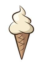 ice cream - vanilla soft serve ice cream in a cone, color illustration isolated on white background vector