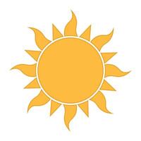 sun shape symbol, illustration of simple yellow star isolated on white background vector