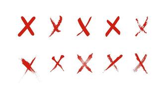 Wrong mark red, cross red icon set , wrong, incorrect ,delete ,false reject or ban cross for message social media . vector