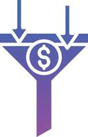 A funnel with a dollar sign and arrows pointing up vector