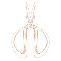 Fabric scissors shears thread cutting snips. Hand drawn ink illustration sewing craft embroidery supplies tools. Set of objects isolated on white background. Design atelier, tailor, hobby shop vector