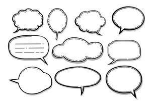 A collection of empty speech bubbles in various shapes, ready for customization, on a white background. vector