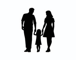 Silhouette of a family holding hands father, mother, and child in unity. vector