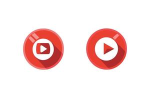 Two glossy red play buttons with white play icons on a clean white background. vector