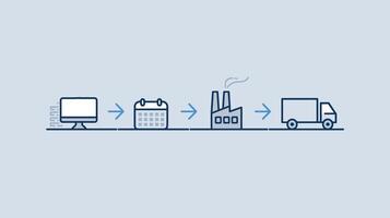 Illustration depicting a streamlined supply chain from order to delivery in a modern industrial setting. vector