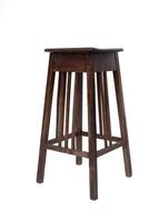 wooden old stool on a white background. tall chair isolate photo