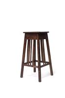 wooden old stool on a white background. tall chair isolate photo