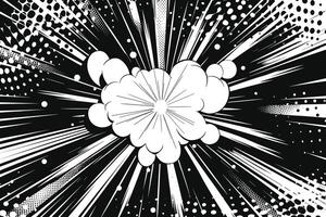 Dynamic black and white comic explosion with starburst effect. vector