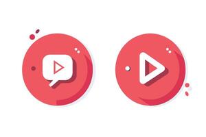 Red and white play button icons with modern design on a clean background. vector