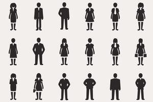 Silhouettes of diverse professionals in various outfits on a light background. vector