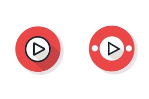Minimalistic red and white play button icons with modern design elements. vector