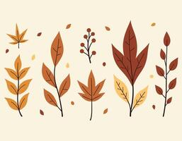 Stylized autumn leaves illustration featuring warm earthy tones on a light background, capturing the essence of fall foliage. vector