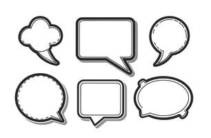 A collection of diverse speech bubbles in black and white with various shapes on a white background. vector
