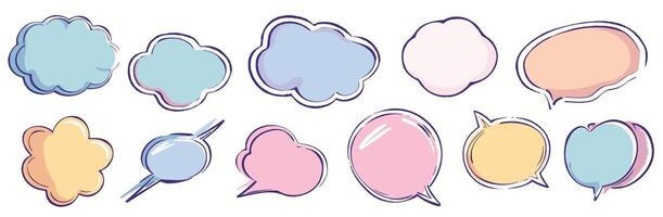 Colorful speech and thought bubbles in various shapes on a white background. vector