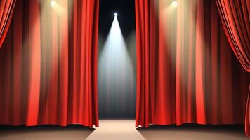 Red and blue stage curtains with spotlight and empty space for text. video