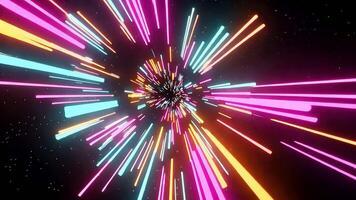 Abstract background of colorful neon lines radiating from a central point, creating a futuristic and dynamic effect. video