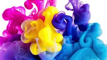 Abstract colorful ink in water on white background. video