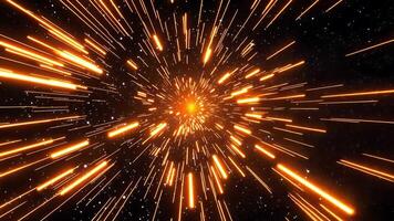 Abstract background with golden rays of light in black space. video