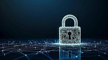 Abstract digital lock icon with a network of connected dots and lines. video