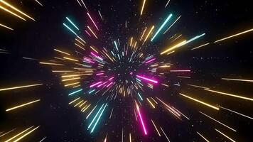 Abstract cosmic background with glowing lines radiating from the center. video