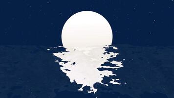 Ocean at moonset with moonset reflection animation loop. video