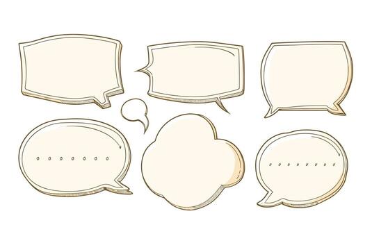 colección de dibujado a mano habla burbujas en varios formas y tamaños en un blanco antecedentes. vector